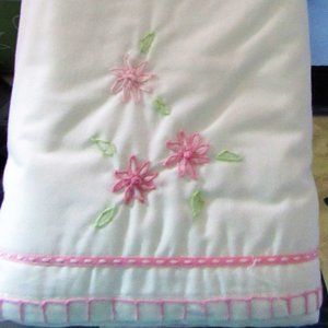 POTTERY BARN RIBBON CRIB BED SKIRT NEW IN PACK PINK EMBRODERED